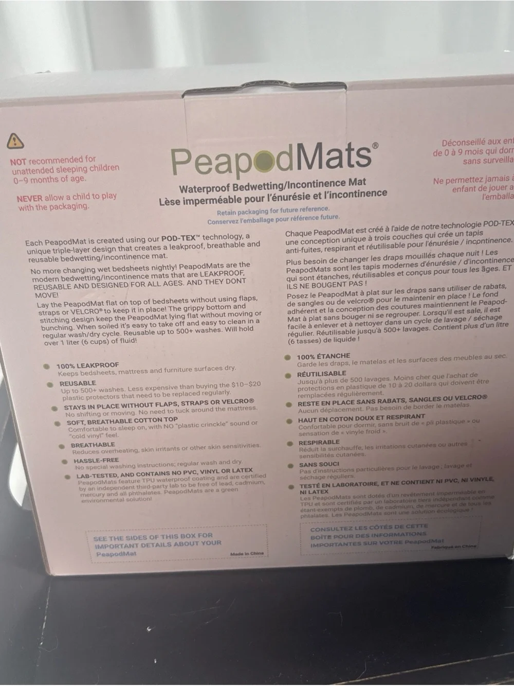 PeapodMats Waterproof Bedwetting & Incontinence Mat 3' x 5' Reusable Washable